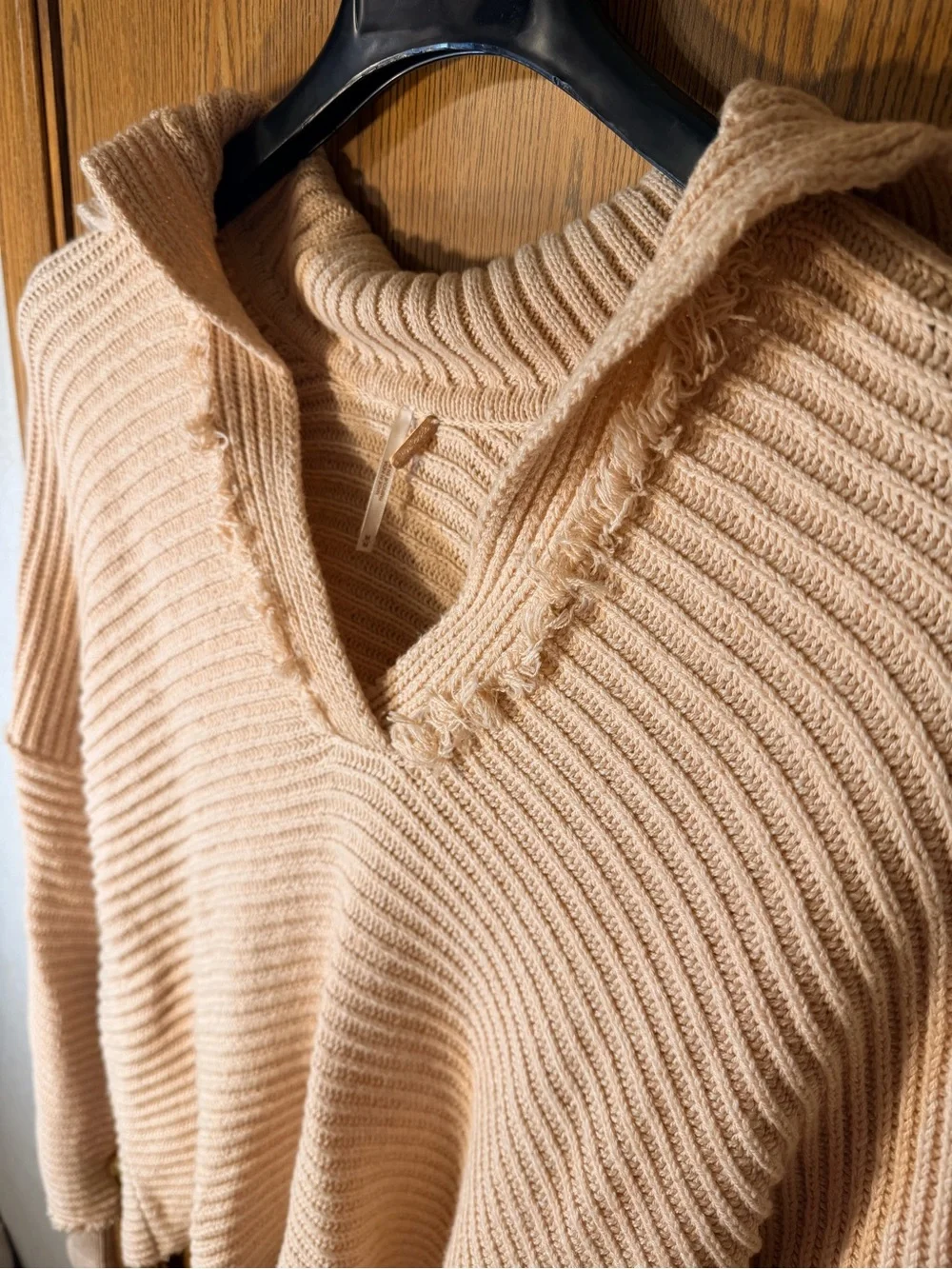 Free People Marlie Dusty Rose V‑Neck Fringed Ribbed Sweater